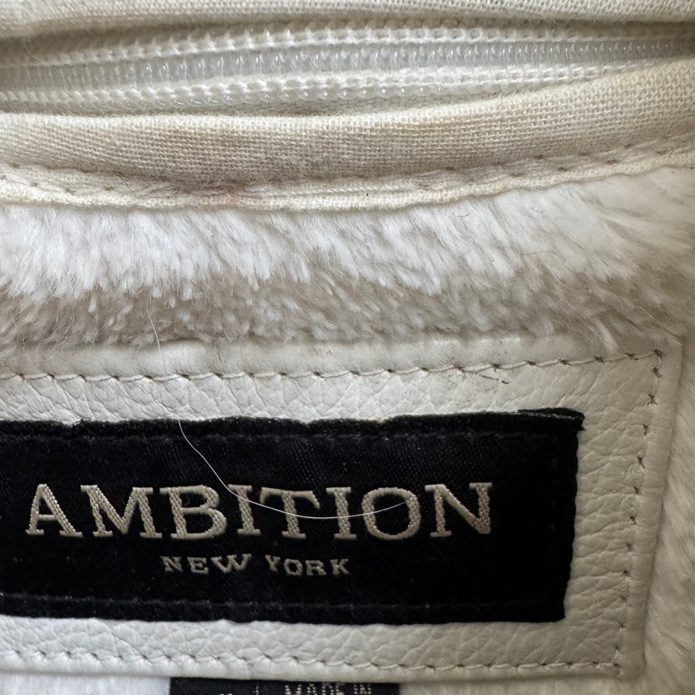 🎉🎉HP🎊🎊 Ambition New York Men’s 2XL White Fur Lined Real Leather Coat Jacket - Picture 3 of 11